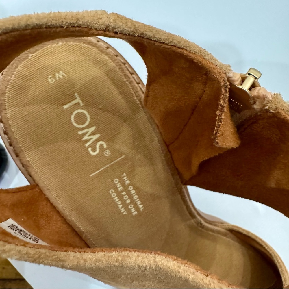 NWT TOMS Majorca Honey Open-Toe Suede Block Heels - Picture 8 of 10